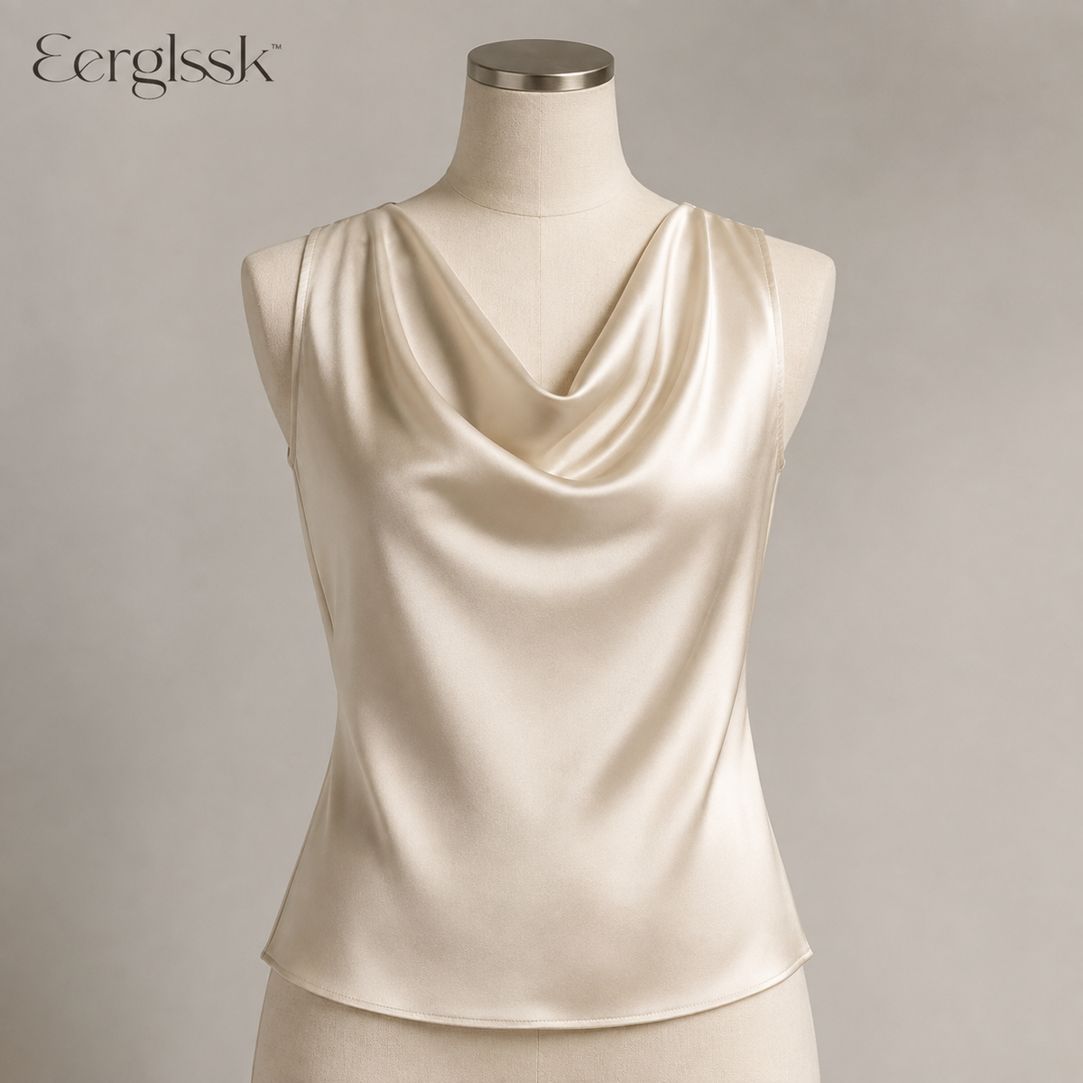 Eerglssk™ Marielle Satin Cowl-Neck Blouse – Dressy Sleeveless Office & Evening Top