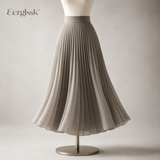 Eerglssk™ Solenne Pleated A-Line Midi Skirt – High-Waist Flowy Workwear Skirt