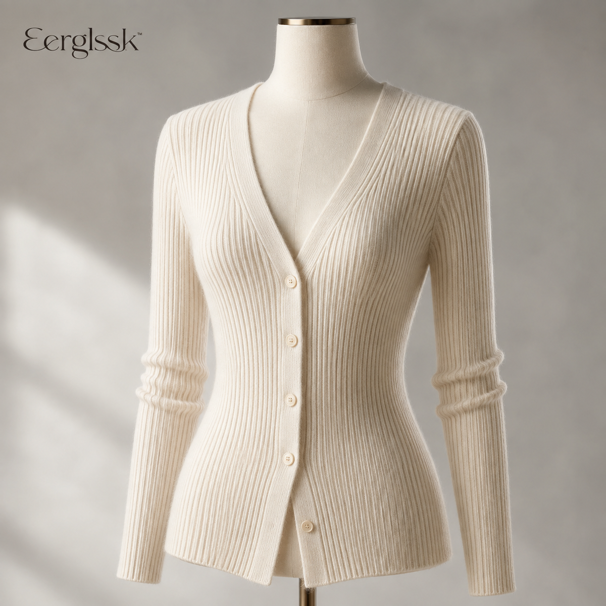 Eerglssk™ Elara Ribbed Knit Cardigan – Button-Front Lightweight Layering Sweater